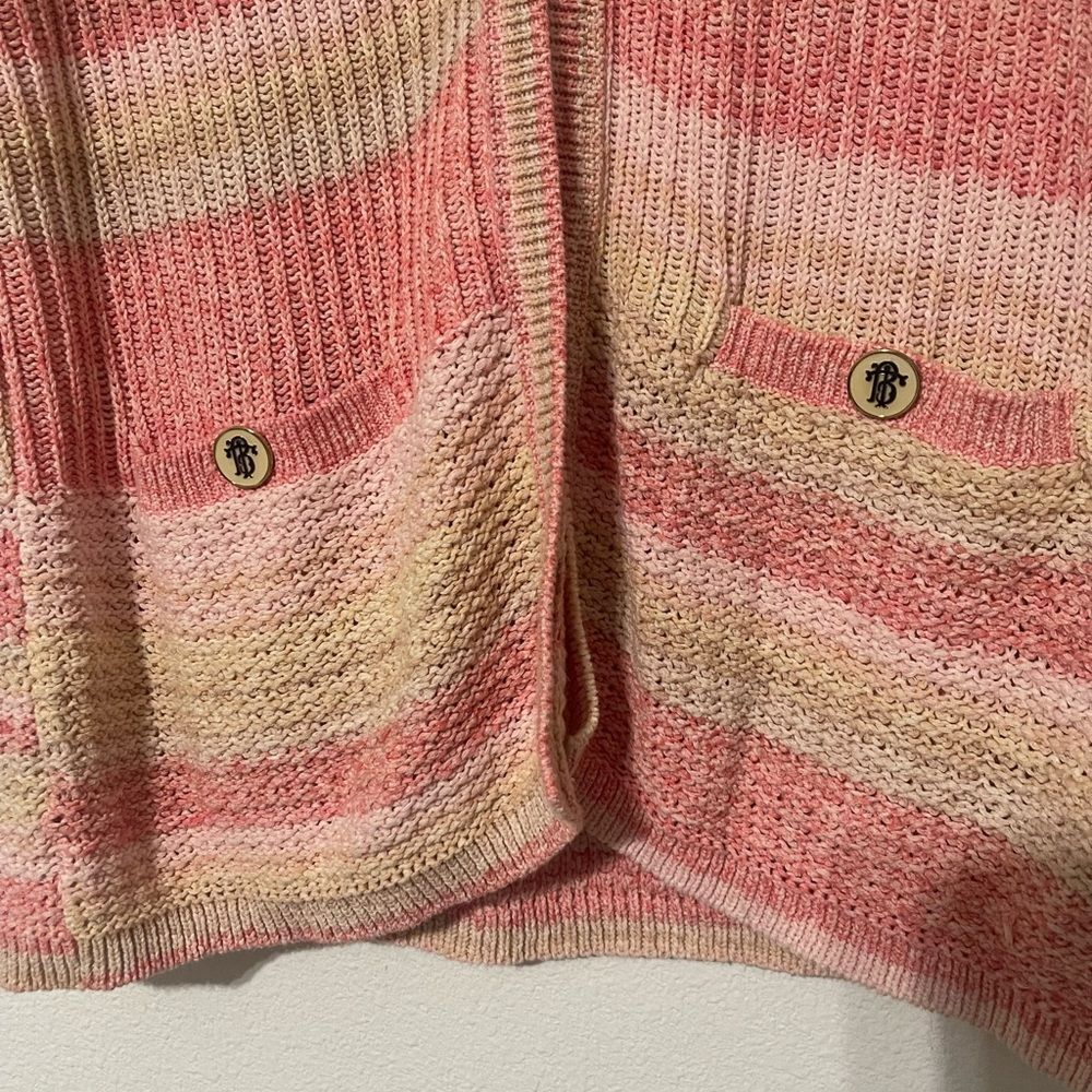 Tory Burch Erin Cardigan Pink Stripes - Picture 5 of 9